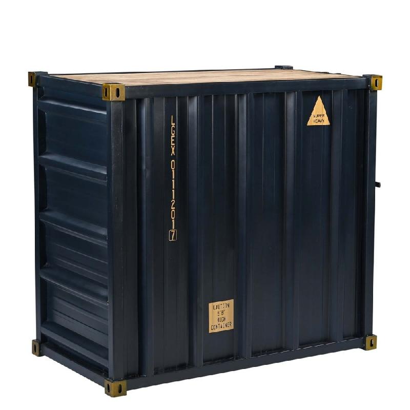 Comptoir caisse Cargo Line bleu plateau bois 111x53x100 cm_1