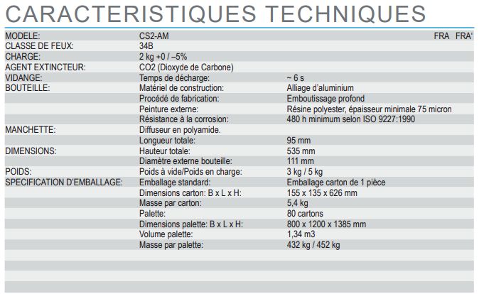 CS2-AM - Extincteur portatif à dioxyde de carbone (CO2) - Anaf - Capacité 2 kg_1