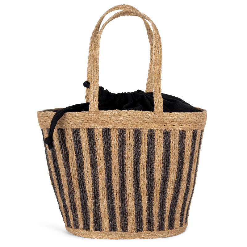 Sac panier rayé en jonc de mer - Kimood - 26L - Réf: KINS135_1