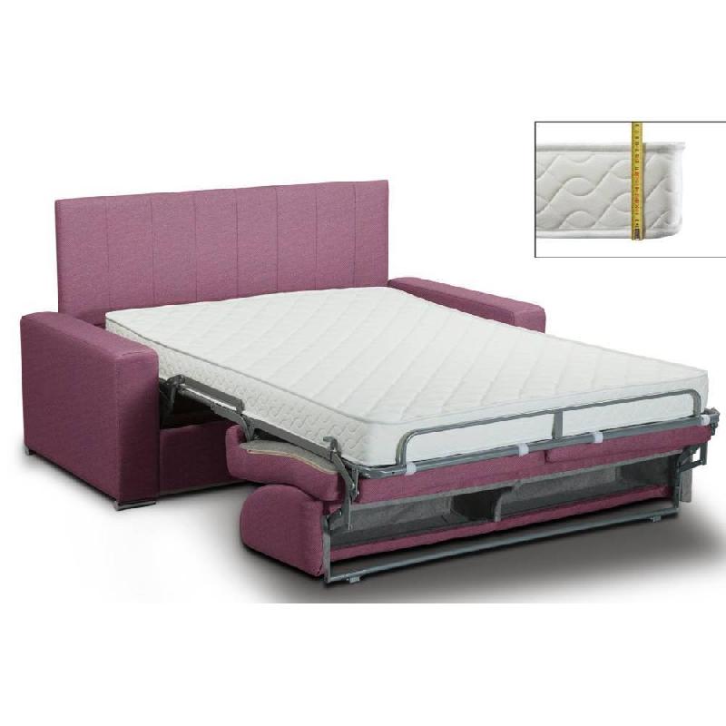 Canapé-lit 4 places convertible express - Lattes 160 cm - Matelas 16 cm - Tête de lit intégrée - Tweed rose_1