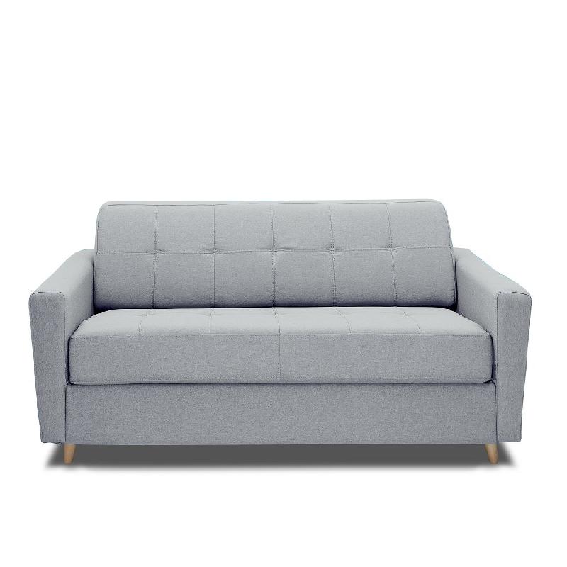 Canapé convertible express Mezzano - Matelas 16 cm - Sommier métal 140 cm - Tissu tweed gris clair - Design scandinave_1