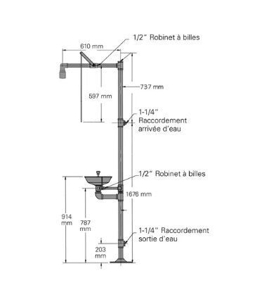 117426W - Douche corporelle et lave-yeux G 1902 avec vasque plastique - Tuyau acier galvanisé - Norme EN 15154-1 2_1