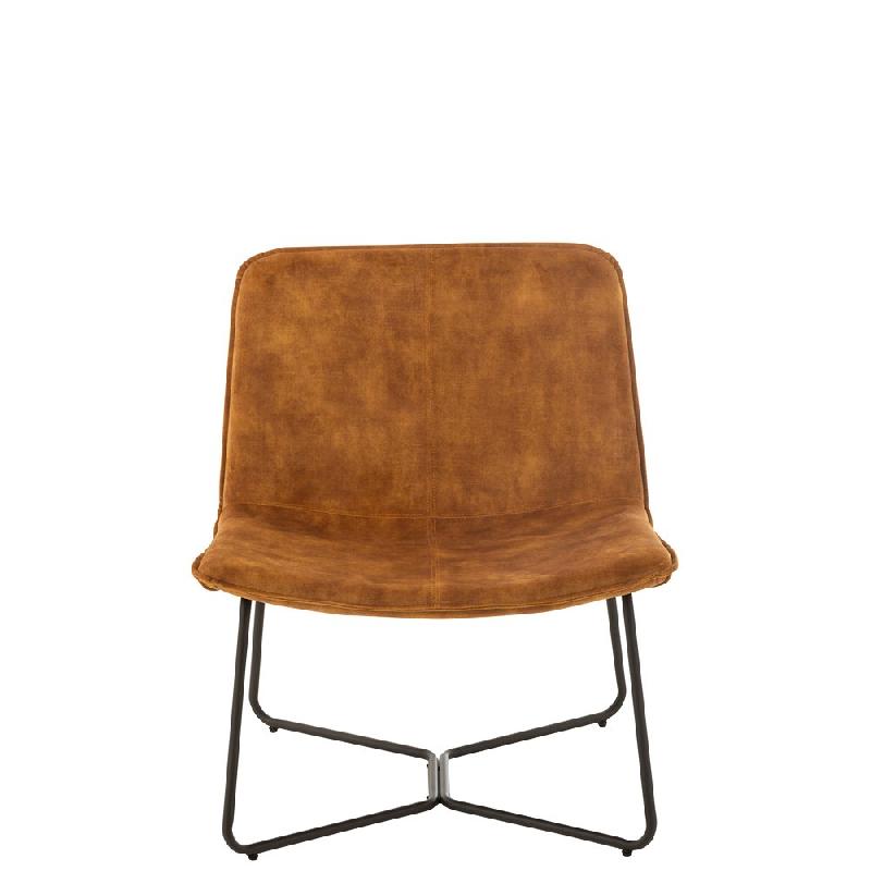 Chaise lounge RATRI - Velours ocre, pieds métal noir - Design industriel et confort optimal_1