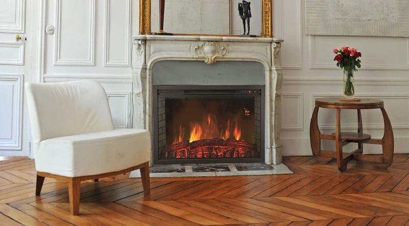 Insert électrique encastrable Oxford XL - flammes ultra réalistes - 2000W - design moderne_1