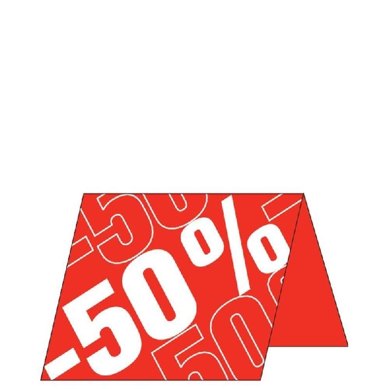 Chevalet en carton Rouge - 50% - 13 x 22 cm recto/verso_1
