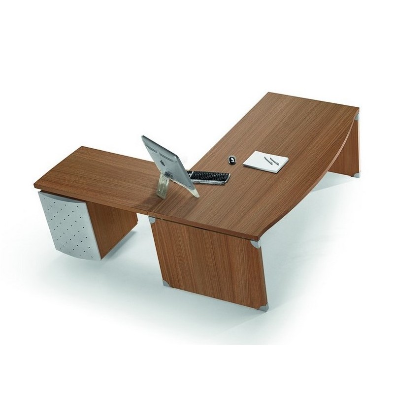 Bureau de direction XTIME WORK - QUADRIFOGLIO - avec retour sur caisson porteur - Plateau jusqu'à 200 cm_1