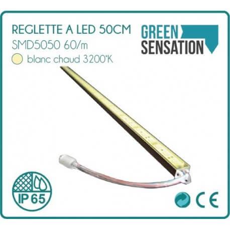 Réglette LED blanc chaud waterproof 50cm - Aluminium, IP65, 4,8W, 30 LED_1