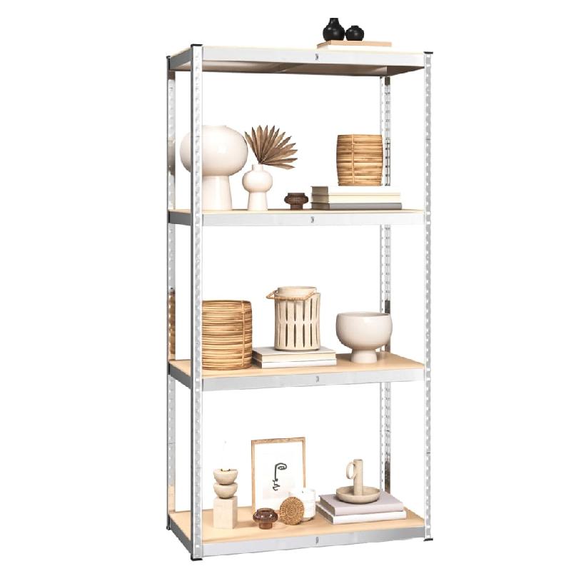 Vidaxl étagères à 4 niveaux 5 pcs argenté acier et bois d'ingénierie 3154146_1