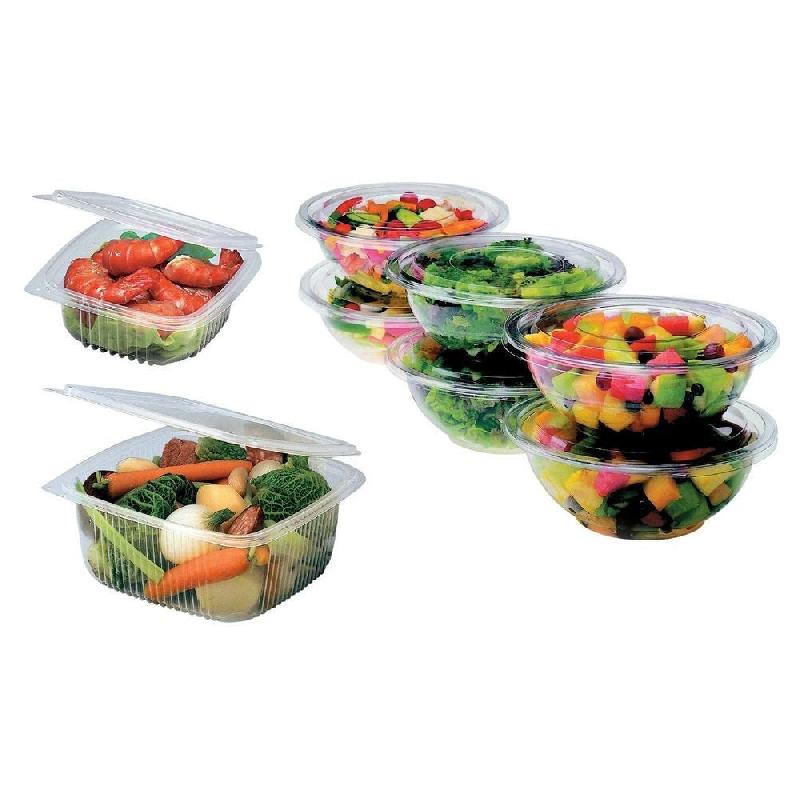 Boîte avec couvercle chaud/froid 500ml - par 50 - réutilisable - fermeture étanche - couvercle bombé transparent_1