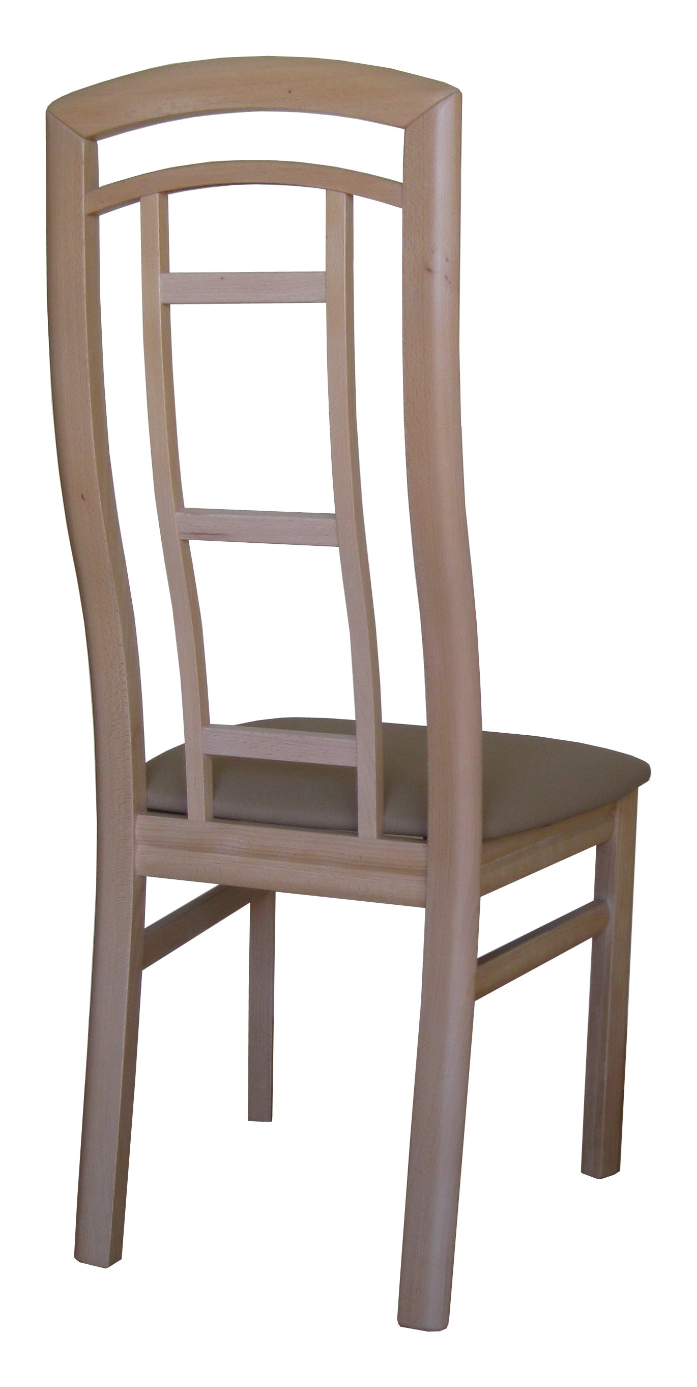 Lot de 2 chaises Karine - hêtre massif naturel, simili cuir crème - fabrication française_1