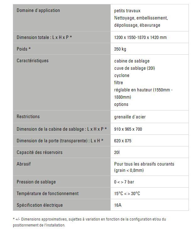 Pulsar II - Cabine de sablage Clemco - compacte, réglable en hauteur, 350 kg_1