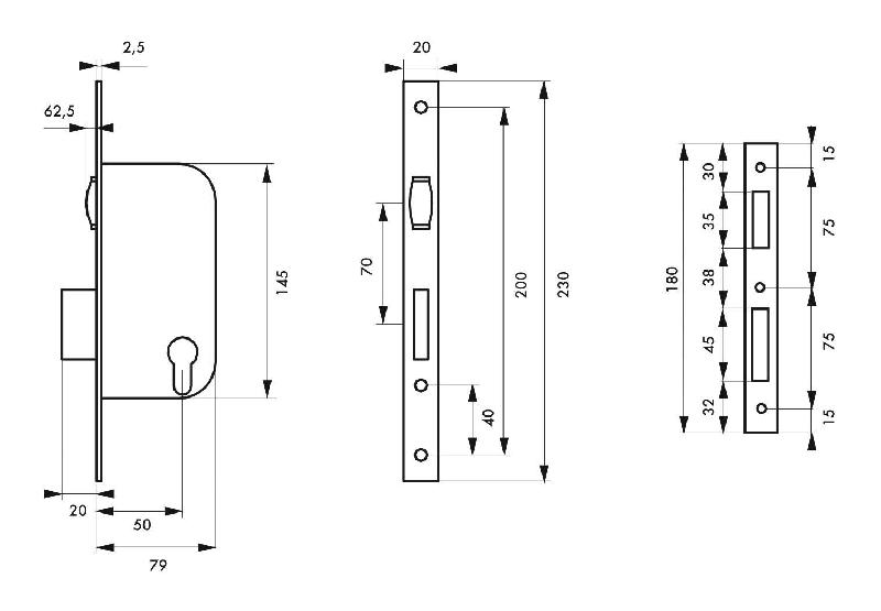 SERRURE ENCASTRABLE POUR PORTE D'ENTRÉE À ROULEAU V/BR_1