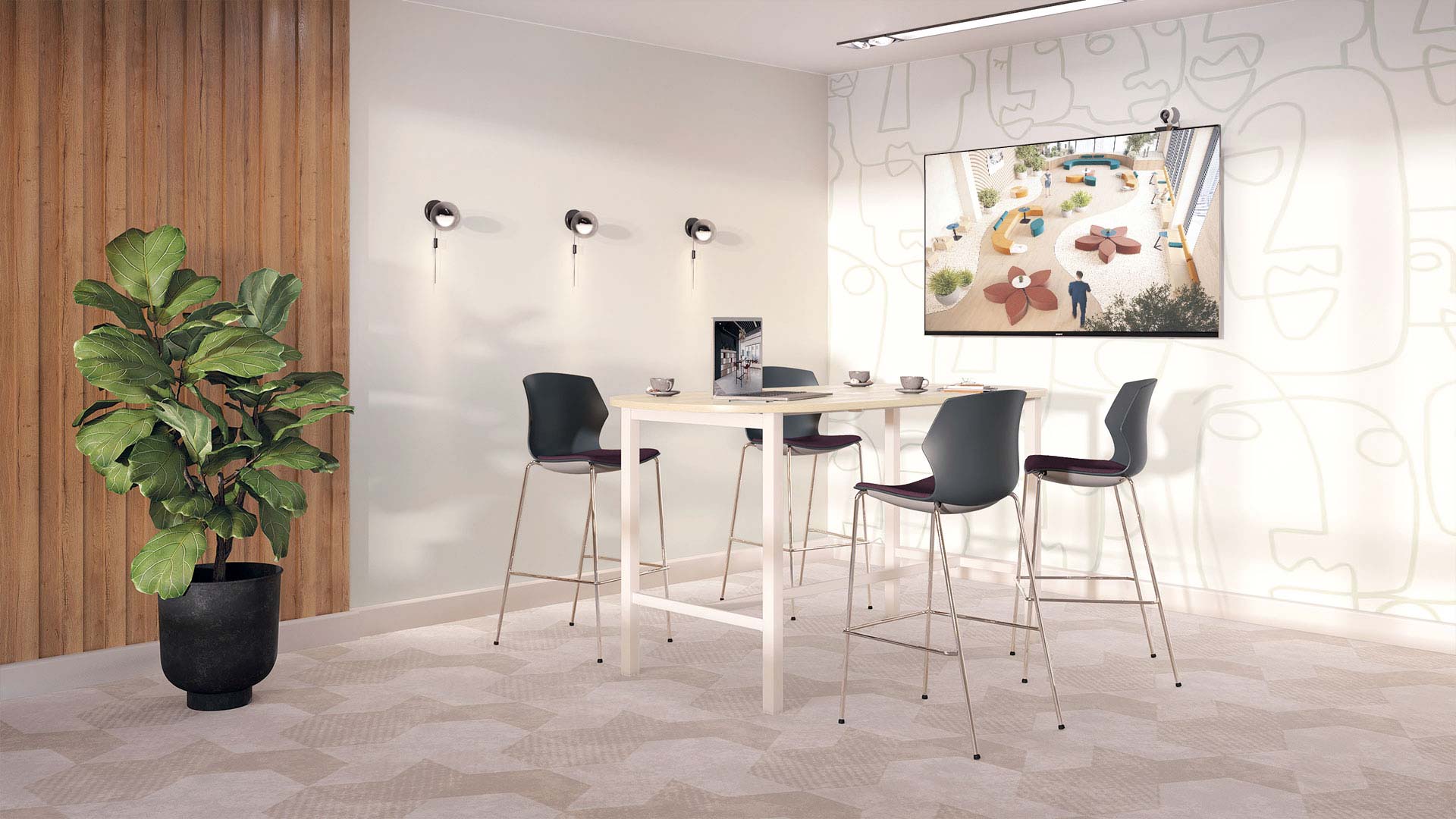 Table de réunion haute Palma - design élégant, 16 coloris, 2 hauteurs de plateau, fabrication française_1