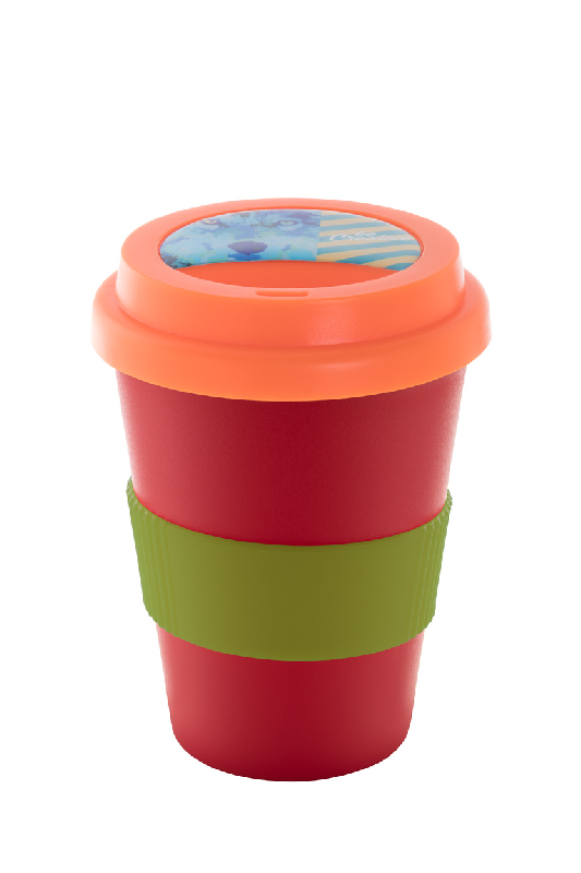 Mug thermos personnalisable - double paroi - 300 ml - avec couvercle et poignée en silicone - couleur orange_1