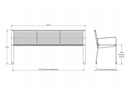 Banc SQUARE accoudoirs stratifié compact_1