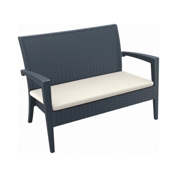 Banquette en résine tressée MIAMI - Stamp - Empilable, résistante aux intempéries et aux UV_1