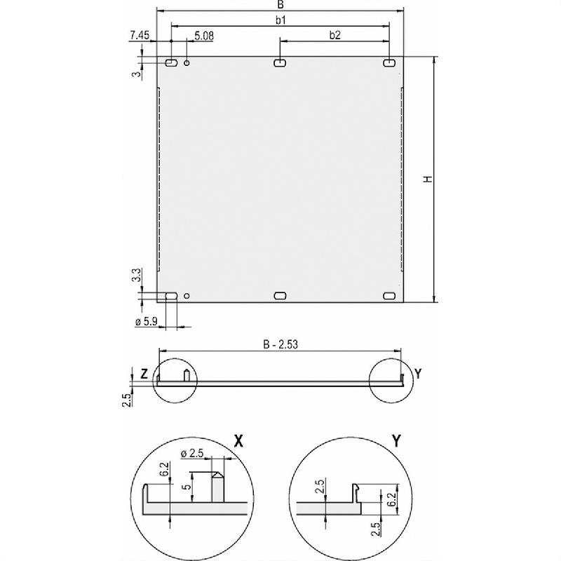 SCHROFF Face avant, profil en U, Refrofit Shielding, 3 U, 84 CV, 2,5 mm, alu, face avant anodisée, face arrière conductrice_1