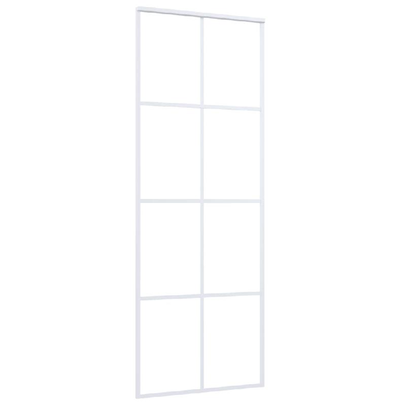 Vidaxl porte coulissante verre esg et aluminium 76x205 cm blanc 151668_1
