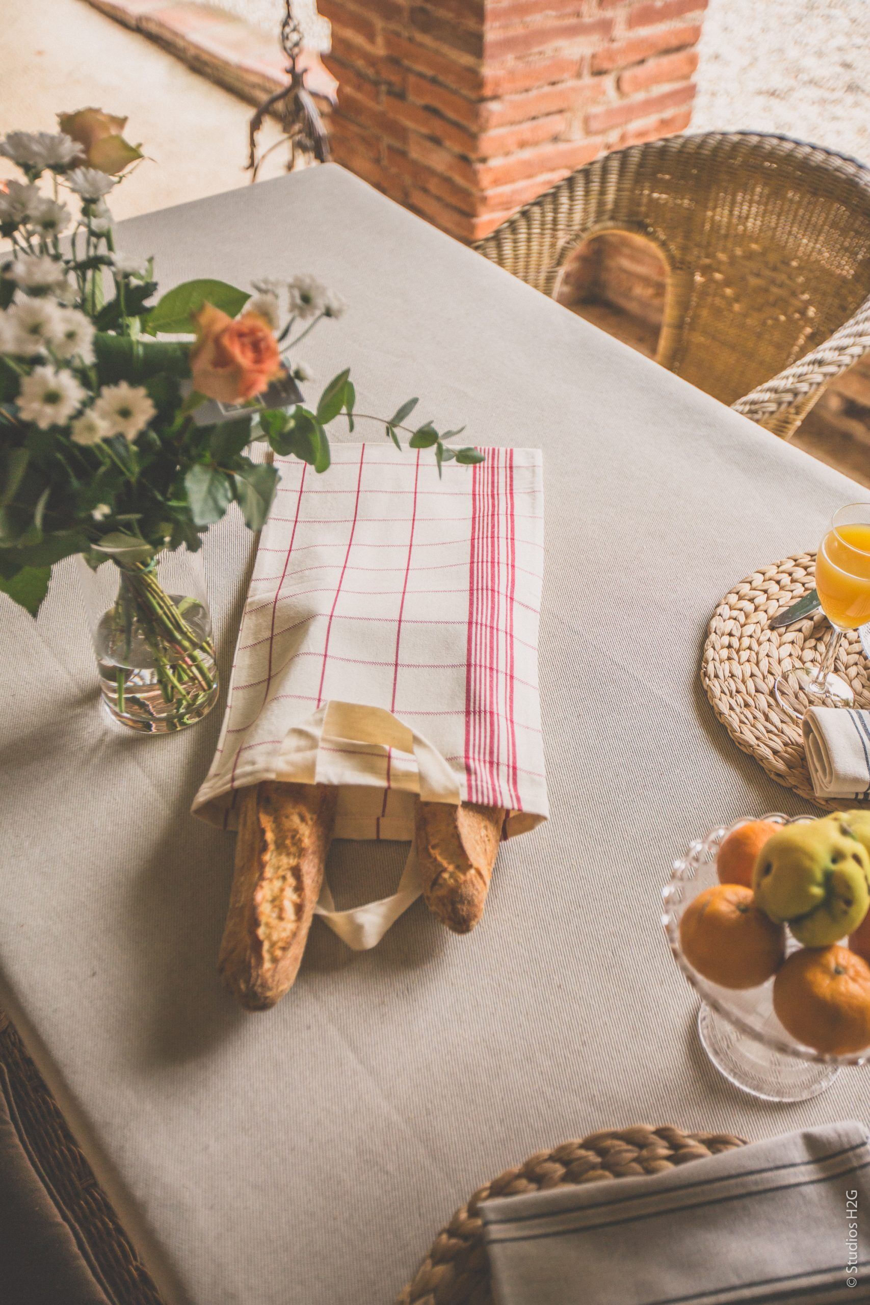 Sac à pain classique - carreaux rouge - tissu - 30 cm de largeur x 55 cm de hauteur_1