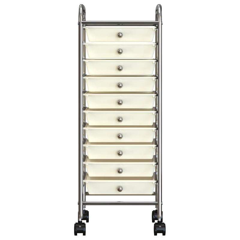 Vidaxl chariot de rangement mobile à 10 tiroirs blanc plastique 320403_1