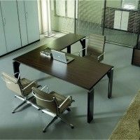 Galio - Bureau de direction Office Concept avec plateau bois, verre ou cuir cousu artisanalement_1