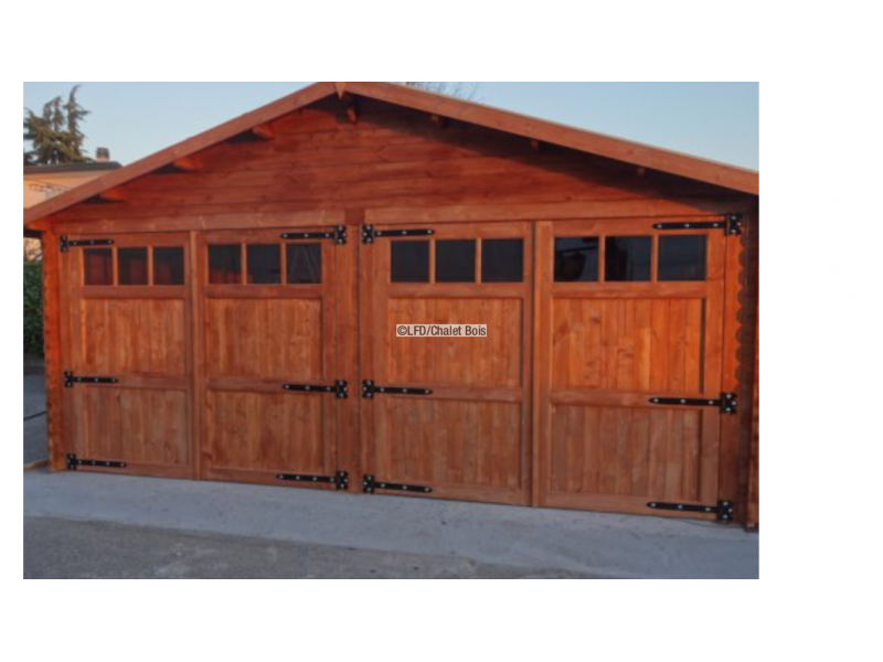 Garage double bois / 36 m² / toit double pente / porte battante / 6 x 6 m_1