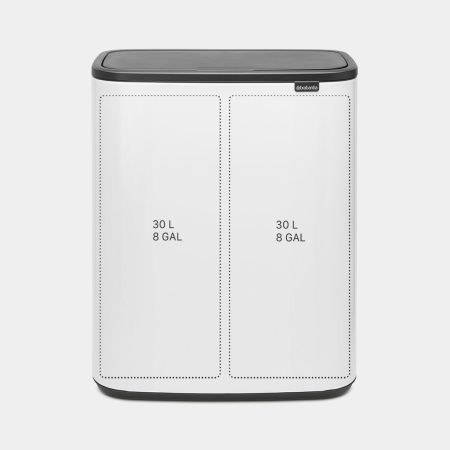 Poubelle tri sélectif Bo Touch Bin - 2 x 30 litres - White - Brabantia - 60L - Acier, Garantie 10 ans_1