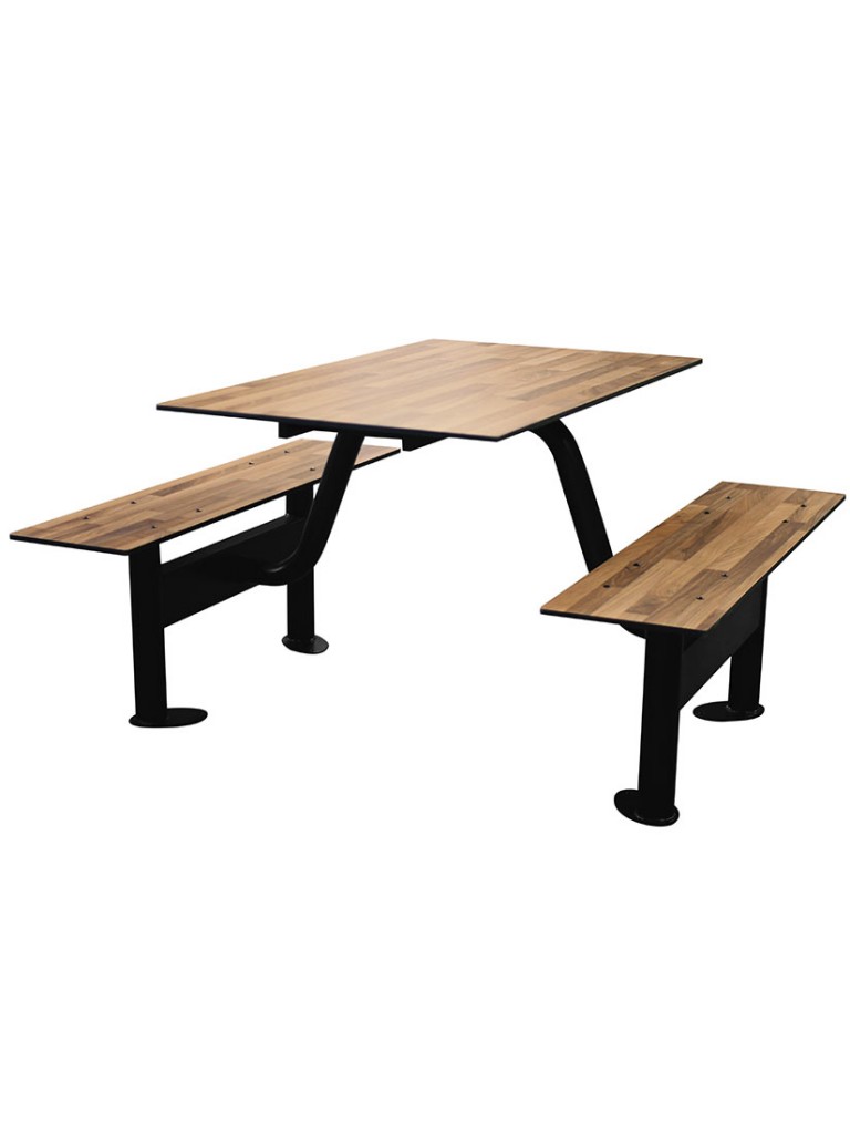 Table à piétements Restorap - Structure en fonte pour restaurants type snack - Banc et plateau en compact Fornica_1