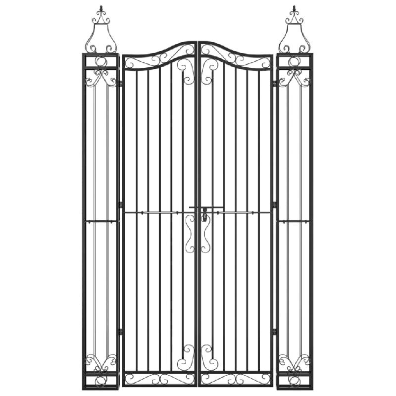 Vidaxl portail de jardin noir 121x8x200 cm fer forgé 363434_1