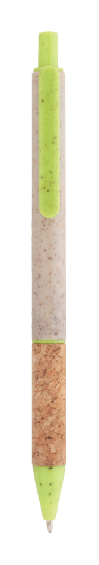 Stylo bille en plastique écologique - paille de blé, grip en liège naturel, encre bleue_1