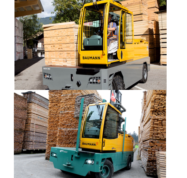 Chariot latéral électrique Baumann série EGX - 6000 kg - 120 V AC - hautes performances et autonomie accrue_1