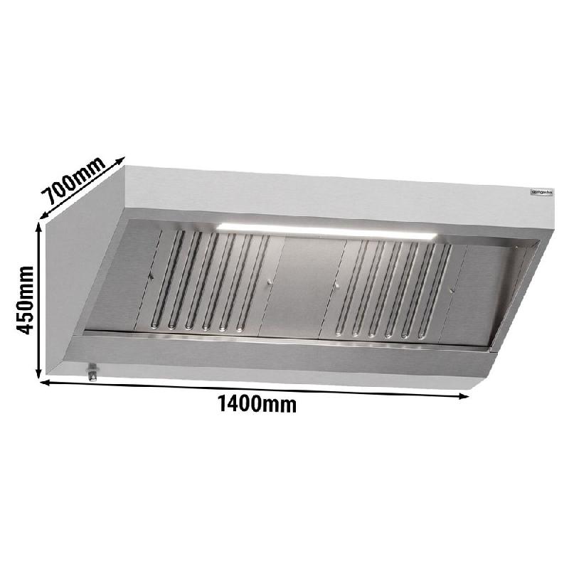Hotte murale inox statique 1m40 avec filtre et éclairage | Profondeur 700 mm_1