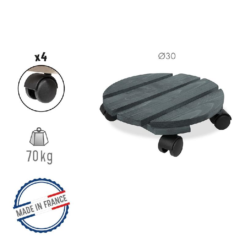 Roule-plante en bois rond anthracite - modèle Basics - diamètre 30 cm_1