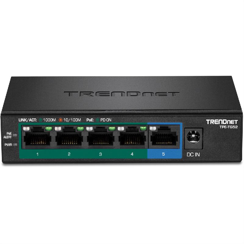 Trendnet tpe-tg52 switch poe+ gigabit à 5 ports_1