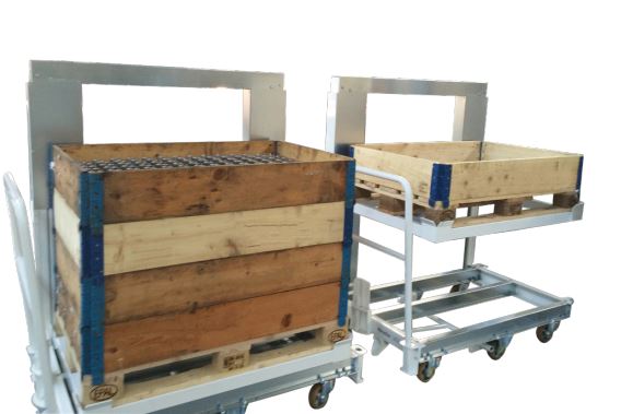 Base roulante industriel ergonomique à niveau constant équipé d'un plateau sur ressort pour le transport des palettes et bacs jusqu'à 300kg_1