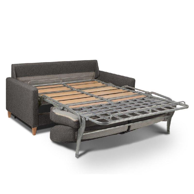 Canapé convertible OGGETTO - Matelas 16 cm - Système express - Sommier à lattes 120 cm - Polyuréthane taupe - RENATONISI_1