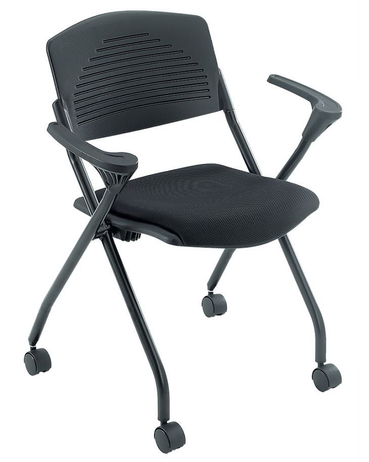 CH-2131A - Chaises empilables gigognes avec cadre argenté et roulettes - Dimensions : L 632 x P 545 x H 770 mm_1