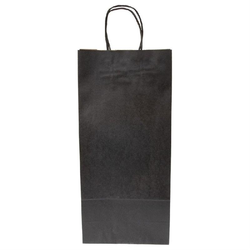Sac 2 bouteilles poignées torsadées kraft noir 18+10x39cm - par 250_1