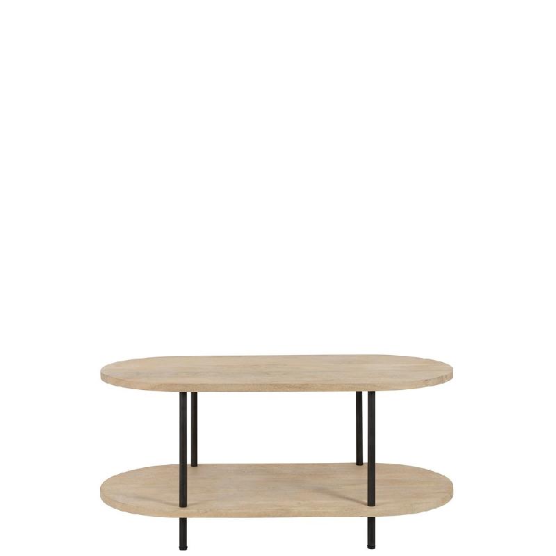 Table basse Datoa - 2 plateaux en bois de manguier et piétement en fer - Style épuré et robuste_1