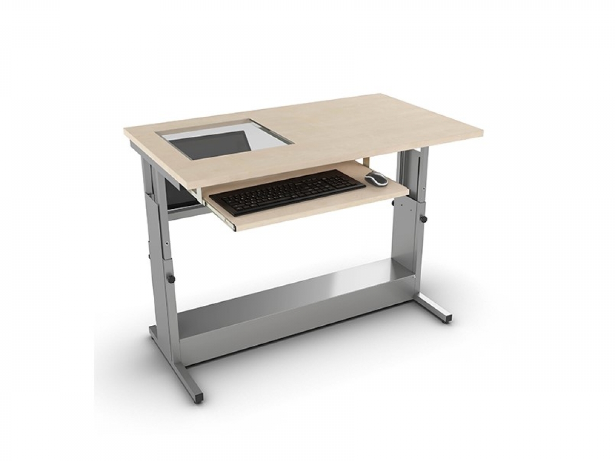 Table informatique DATA avec écran sous vitre - Fabrication française - Pour salles de formation, lycées et magasins_1