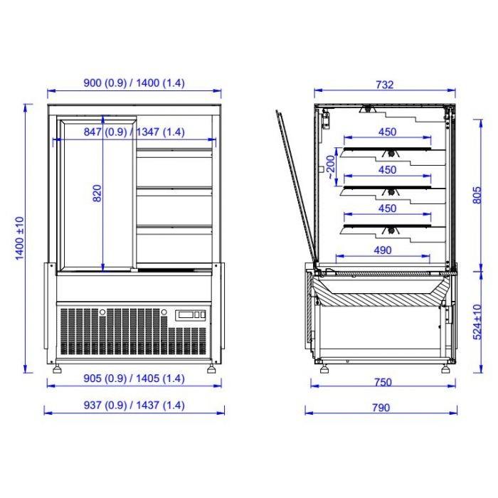 Vitrine réfrigérée 4 faces vitrées 1.4 NERO 7486.0095 Combisteel_1