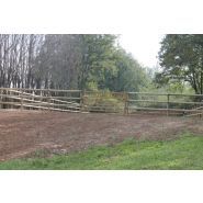 Clôture bois Stallion pour chevaux - Horse Stop - 3 demi-lices, 1m80 - Piquets Ø14cm - Ref. BS14250-3_1