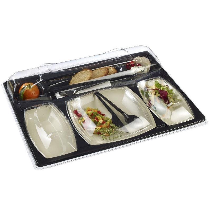 Kit plateau gala noir complet .(Fond+couv+1 assiette et 2 raviers) par 15_1