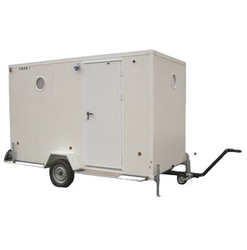 Roulotte de chantier / sanitaire - 749 kg, électrique, avec toilettes chimiques (50 unités), table et 4 tabourets_0