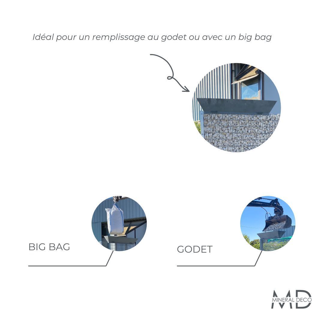 Accessoire gabion - Goulotte de remplissage pour gabion brise-vue déco grille - Idéale pour remplissage au godet ou big bag_1