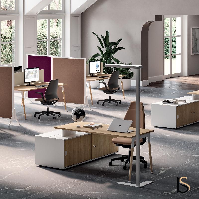Bureau Manager X3 Quadrifoglio: rangement et style - 204, Blanc, Blanc, Avec caisson_2