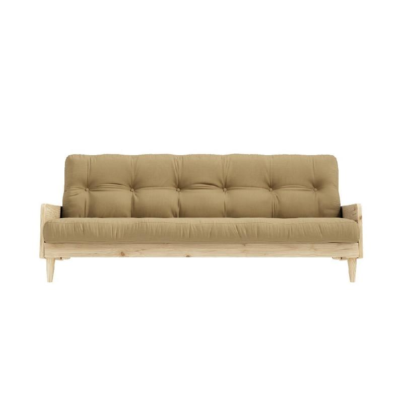 Canapé 3 places convertible Indie - Style scandinave - Futon beige blé - Couchage 130x190 cm - Marque KARUP_1