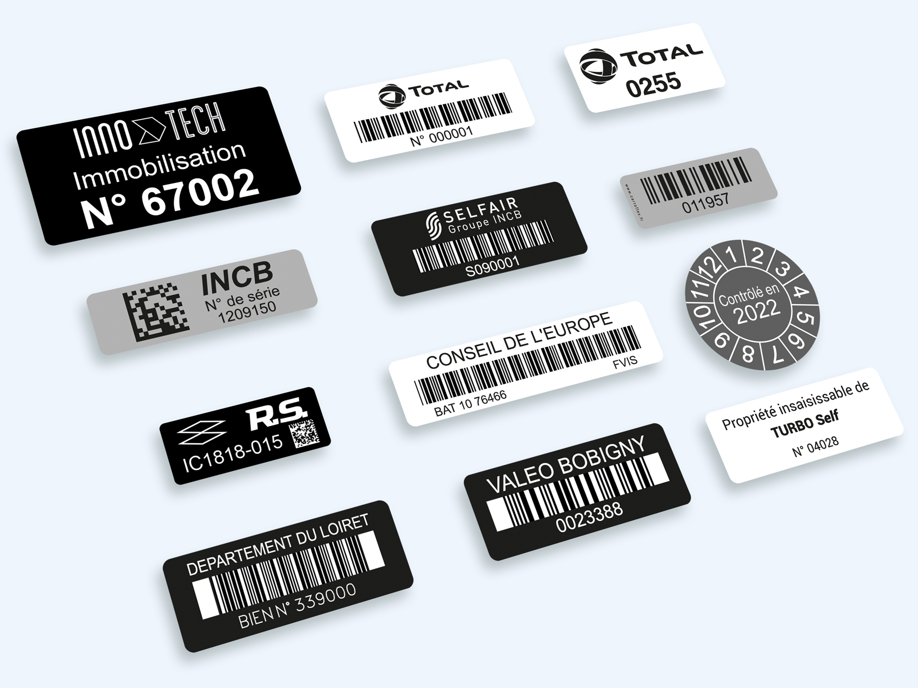 Étiquette d'identification inviolable et intransférable, matière acrylique bi-couche_1