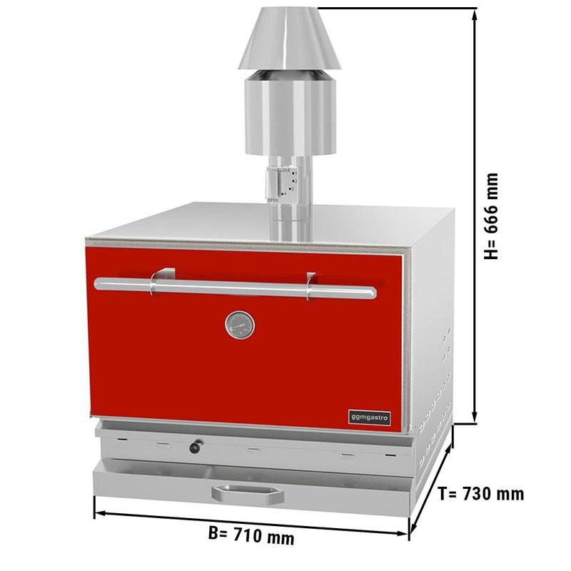 Four à charbon de bois professionnel rouge - L 710 mm_1