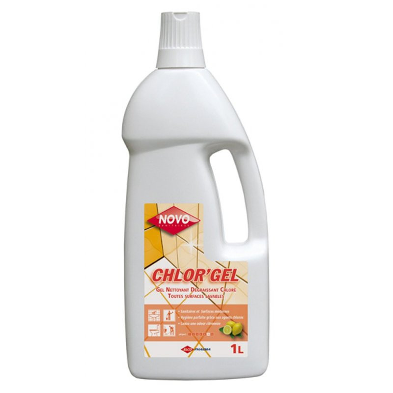 Novo chlor'gel javel nettoyant degraissant surfaces lavables ph : 12,5 parfum eucalyptus flacon de 1l_1